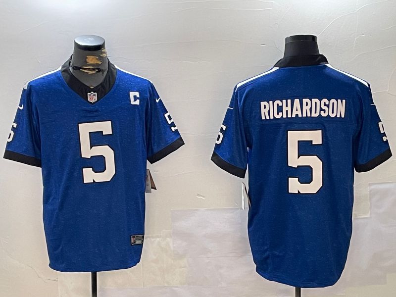 Men Indianapolis Colts #5 Richardson Blue Three generation 2024 Nike Limited NFL Jersey style 1